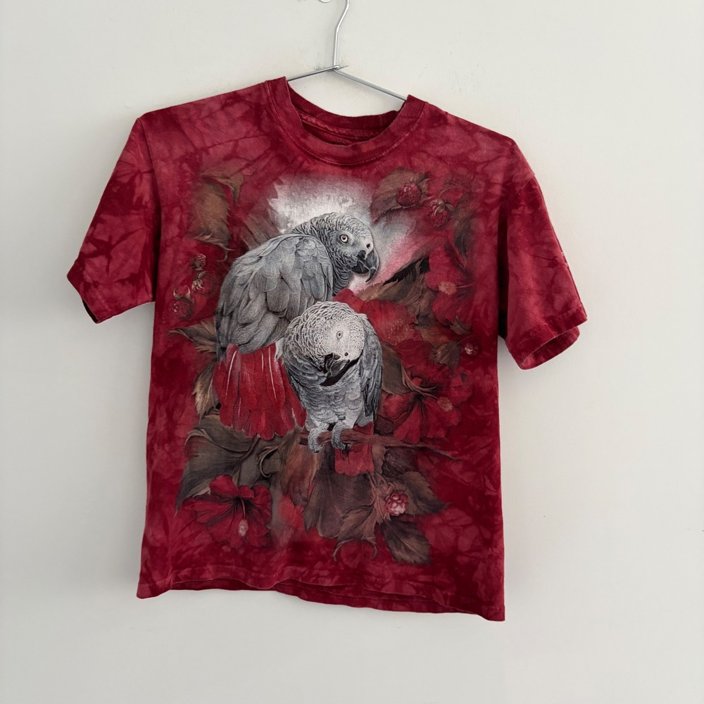 The Mountain African Grey Parrot Tie Dye T Shirt Red S